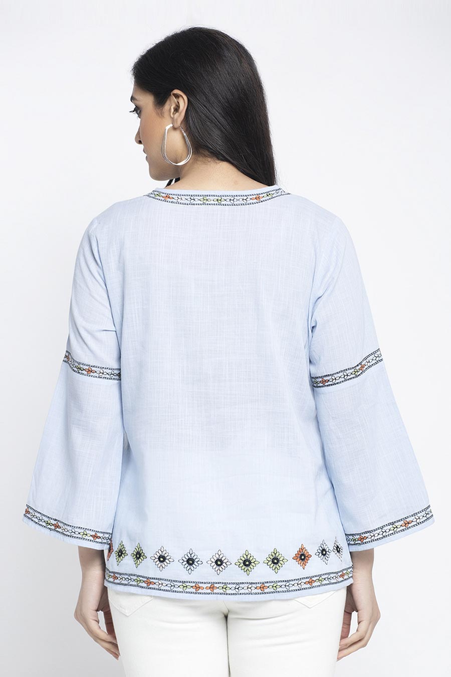 Classic Blue Embroidered Top