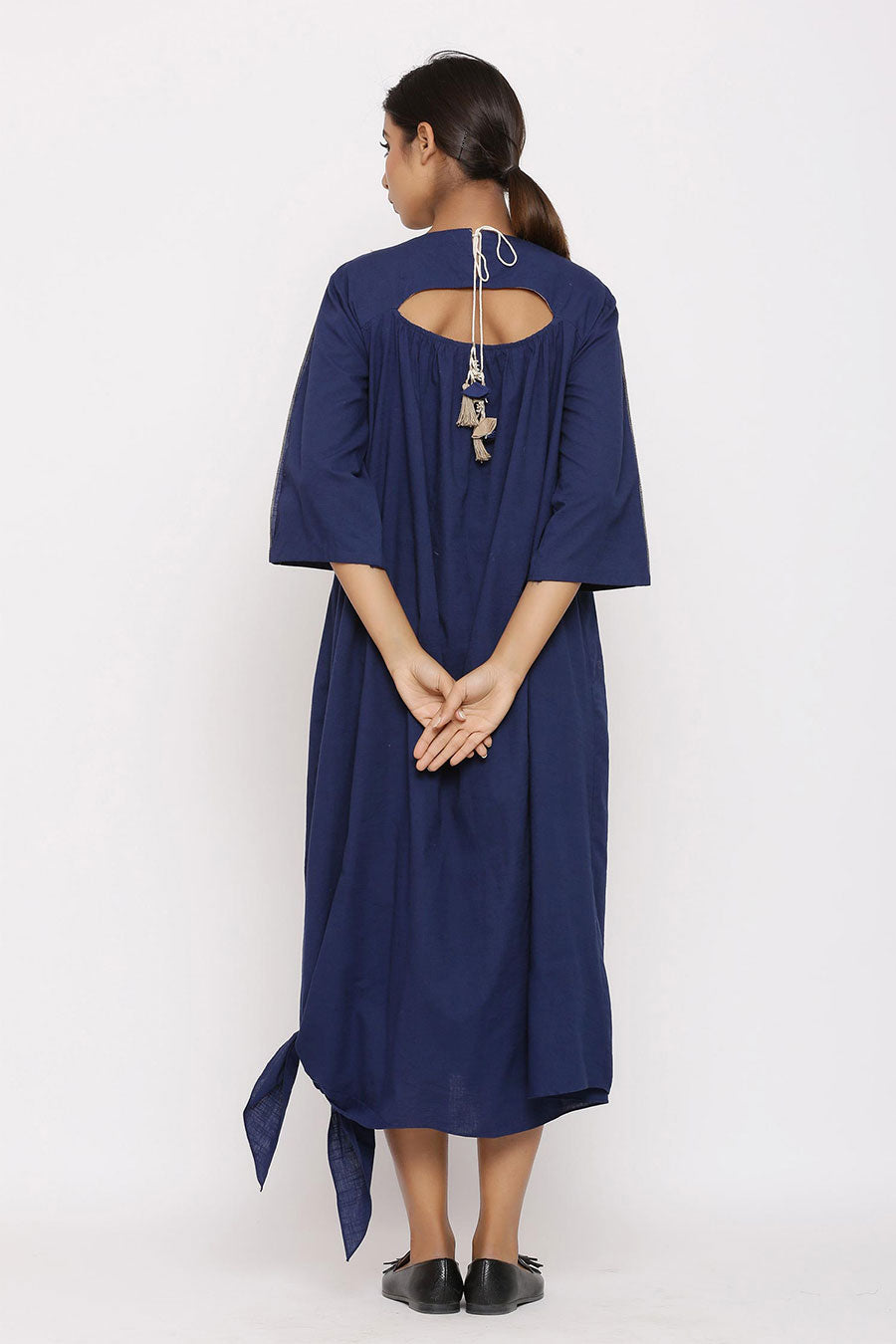 Baro Navy Blue Embroidered Dress