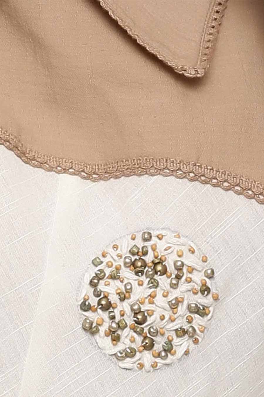 White & Beige Ozone Handkerchief Dress