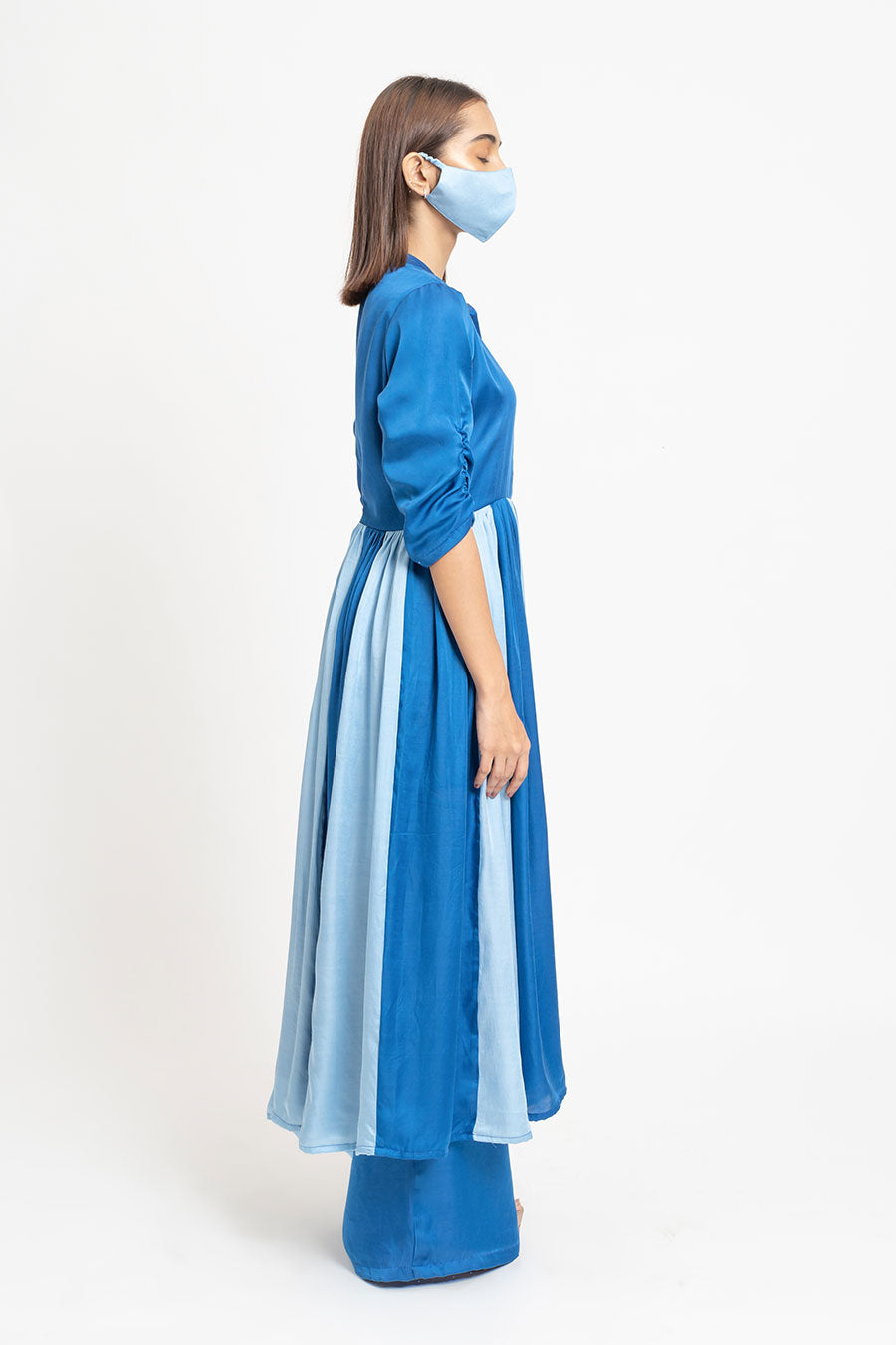 Electric & Sky Blue Co-Ord Set With Mask