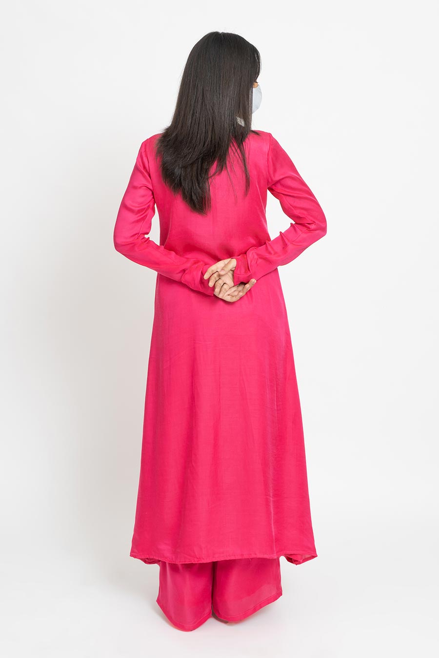 Fucshia & Grey Co-Ord Set With Mask