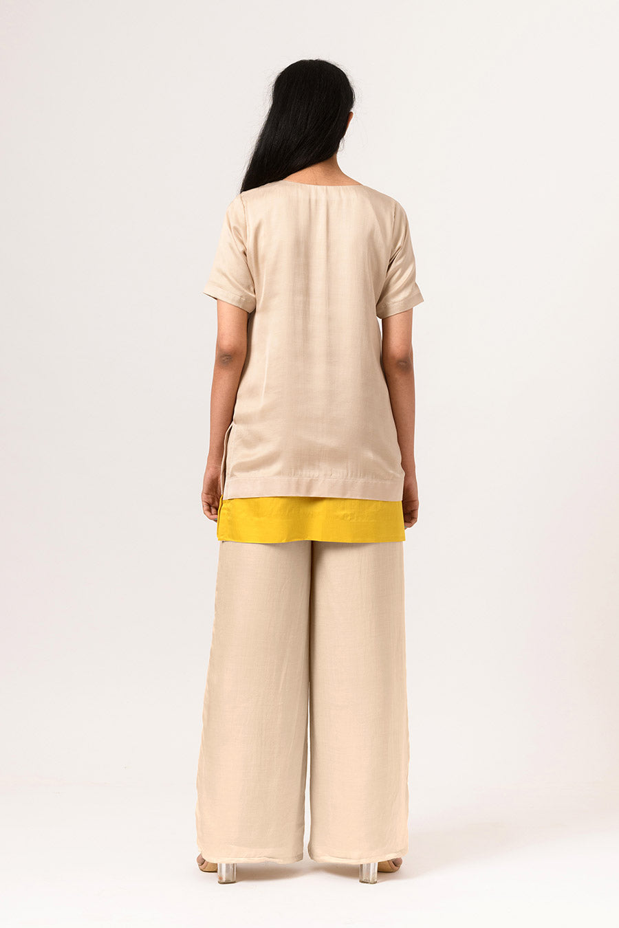Yellow-Ecru Colour Block Co-Ord Set