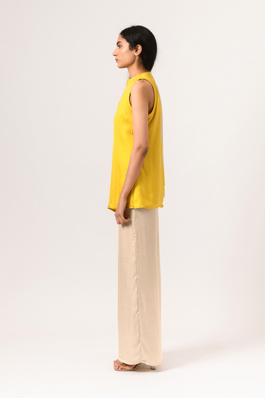 Yellow-Ecru Halter Neck Co-Ord Set