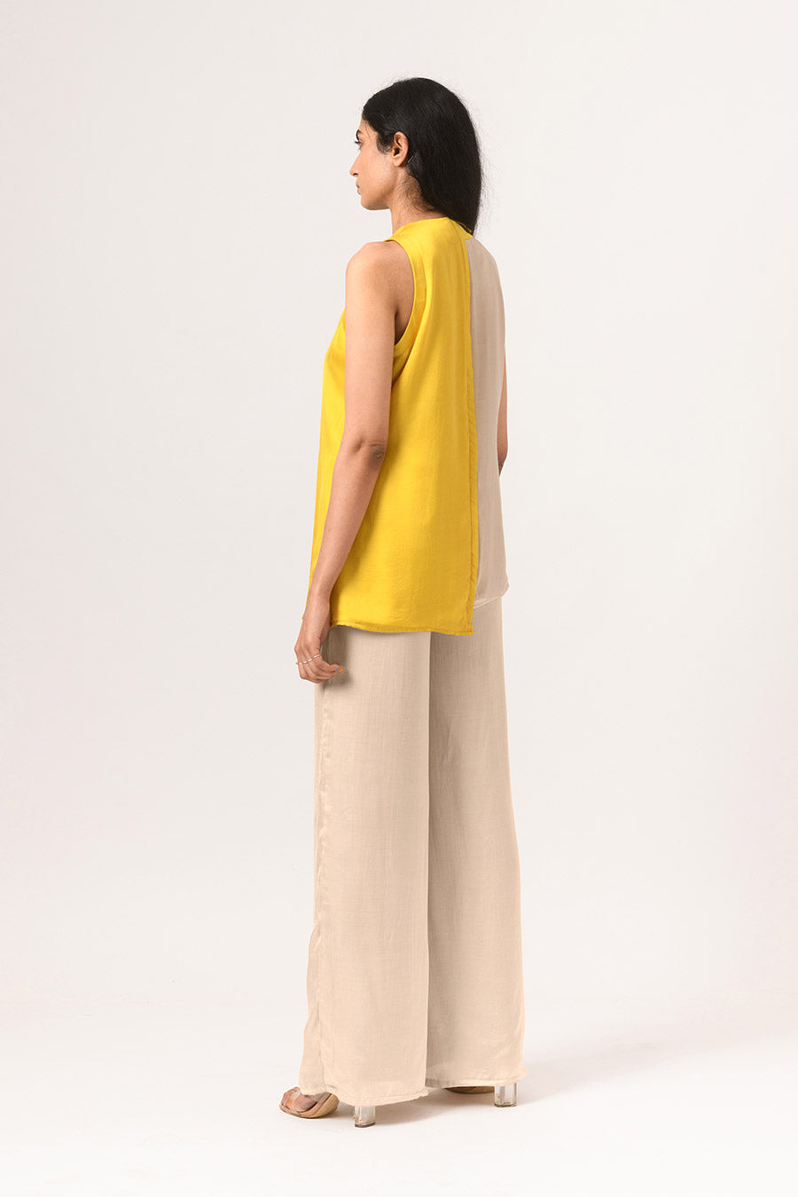 Yellow-Ecru Halter Neck Co-Ord Set