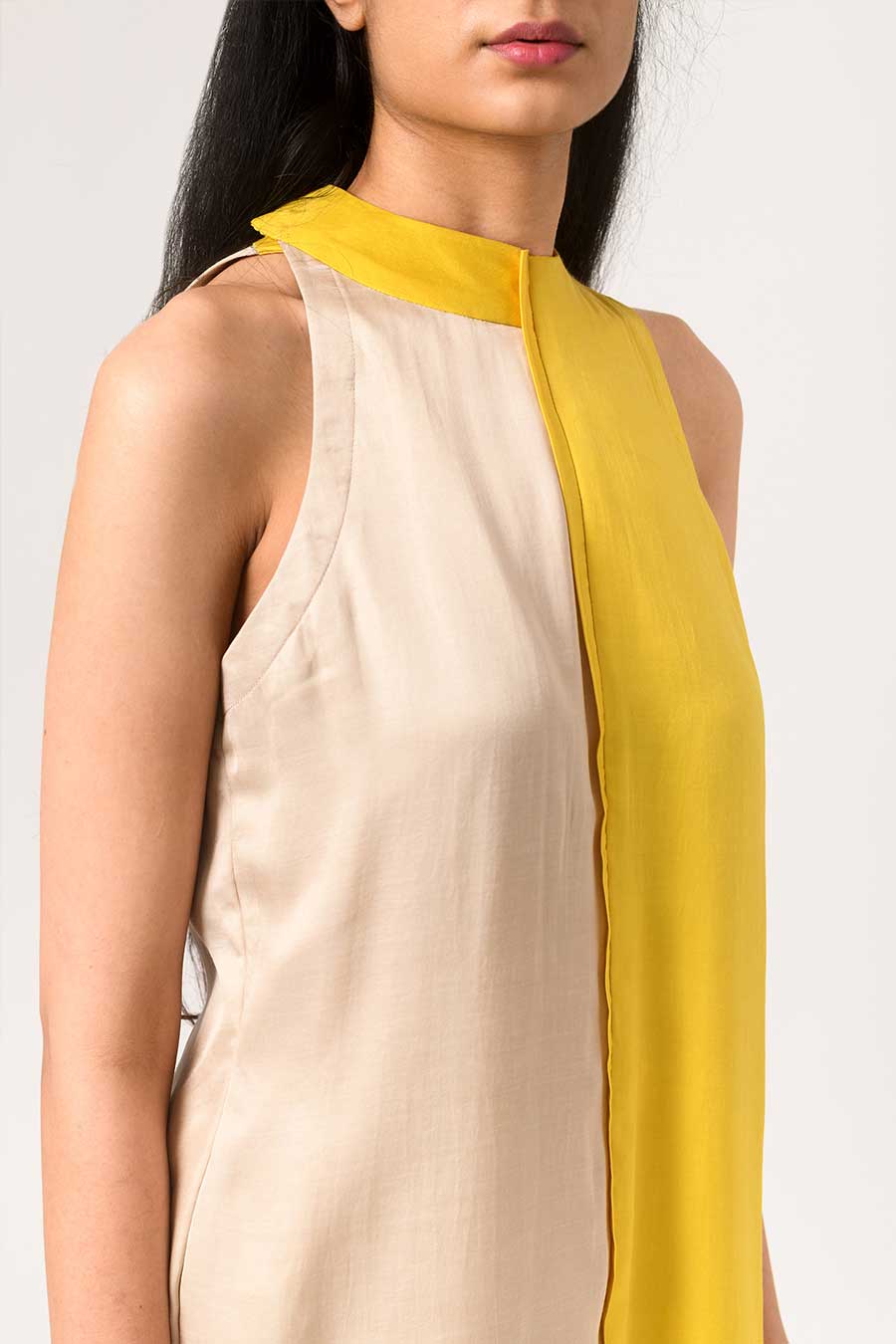 Yellow-Ecru Halter Neck Co-Ord Set