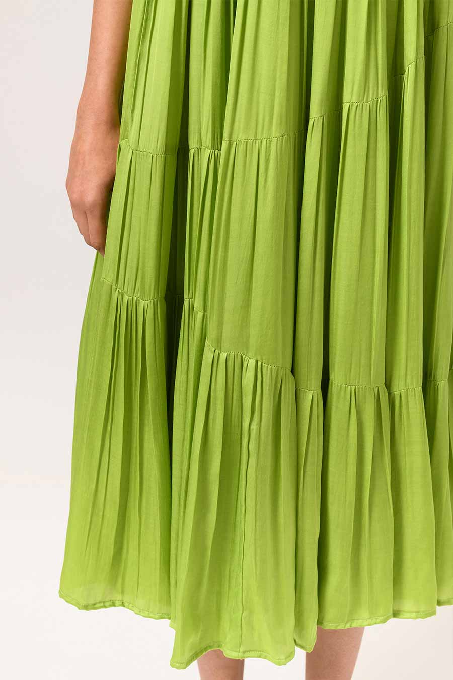 Yellow-Green Asymmetric Gathered Dress