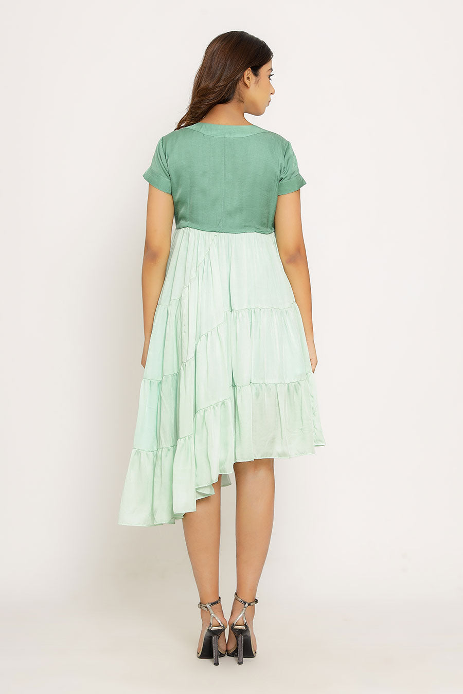 Teal & Tea Green Asymmetrical Dress