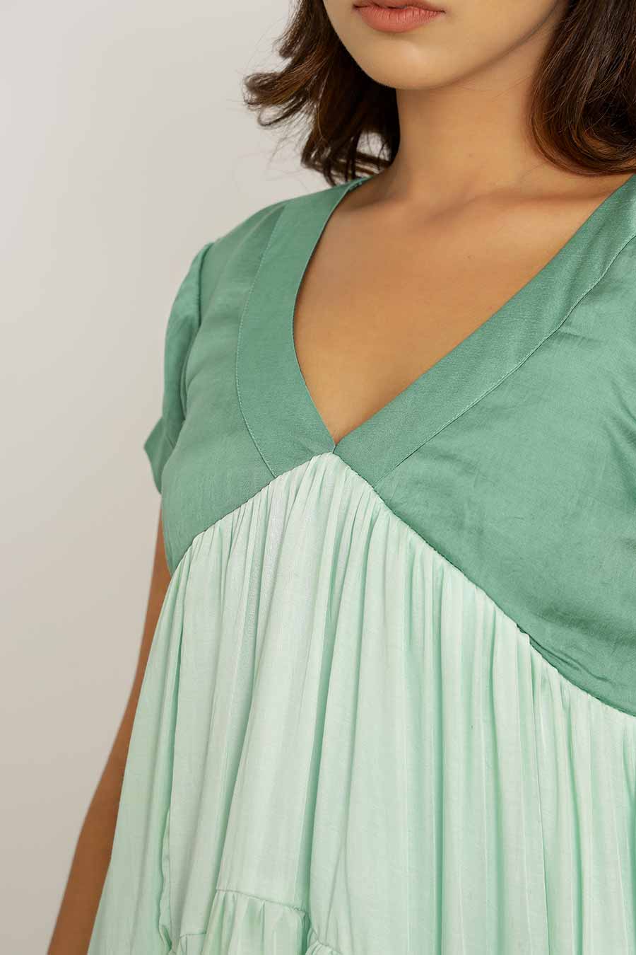 Teal & Tea Green Asymmetrical Dress