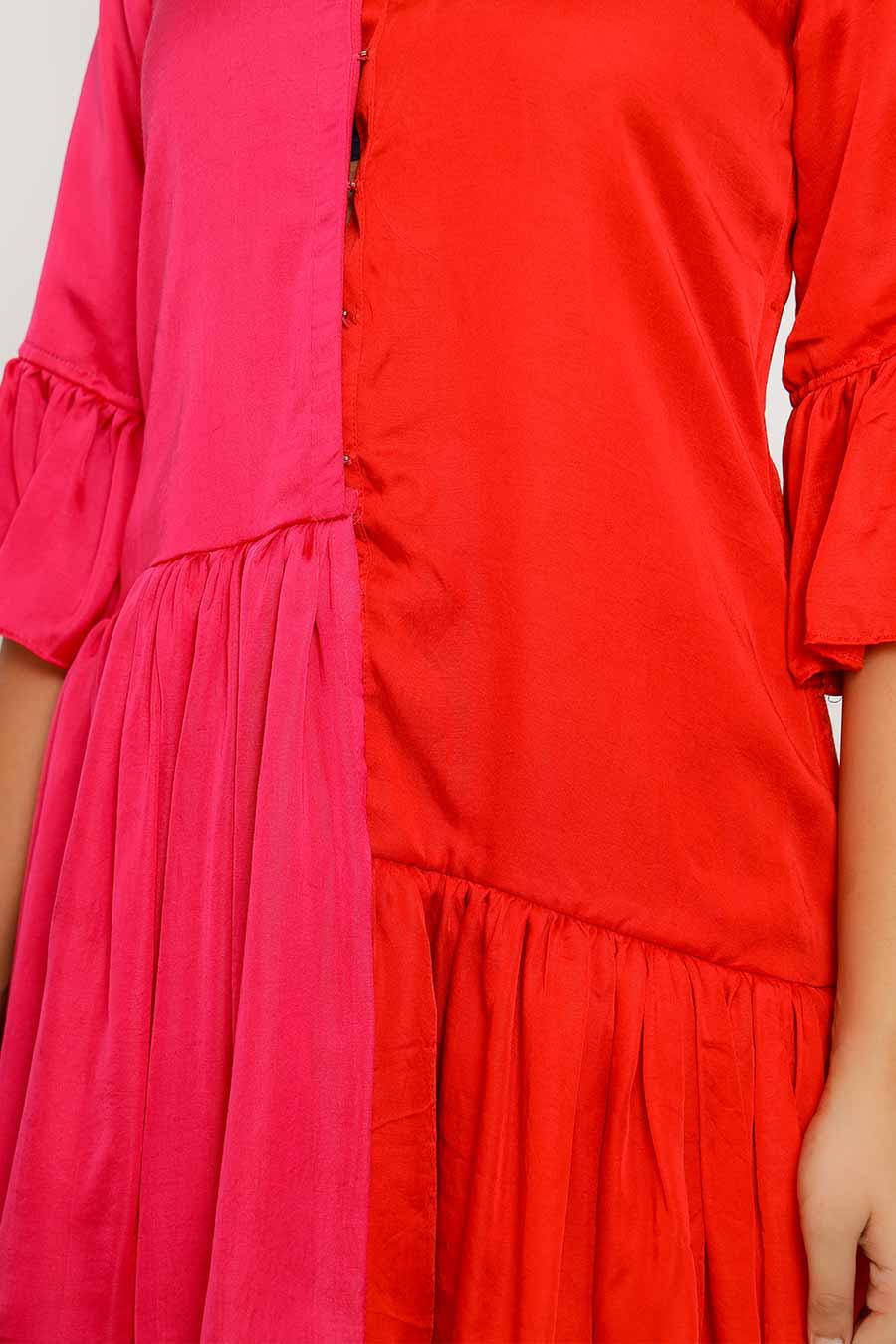 Red & Pink Half & Half Short Dress