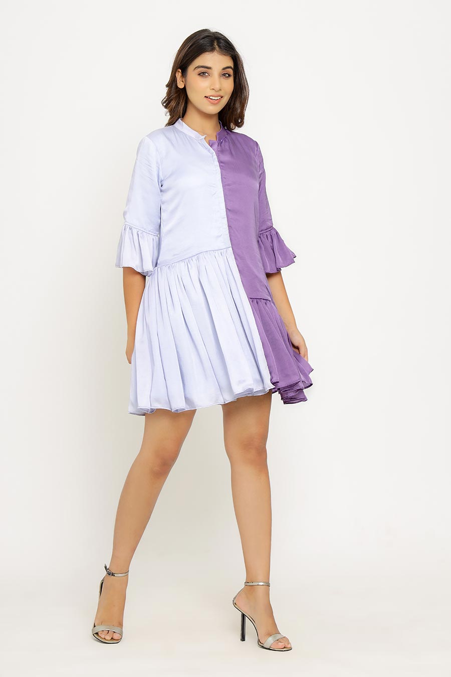 Purple & Lilac Half & Half Short Dress
