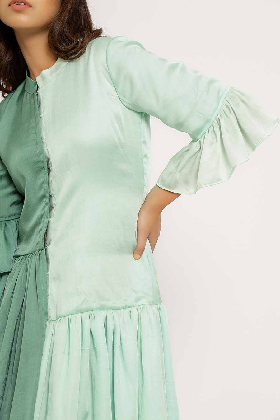 Teal & Tea Green Half & Half Short Dress