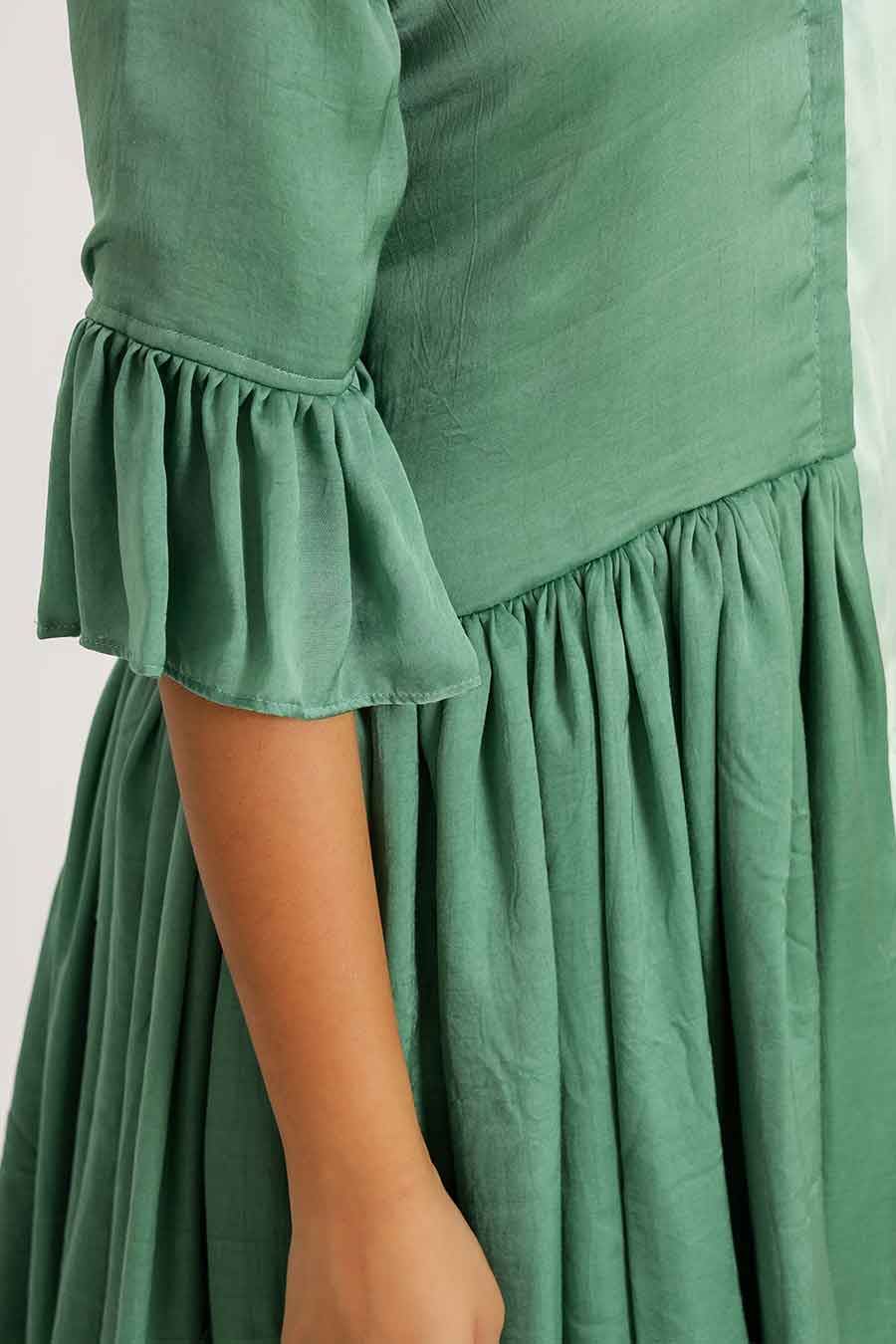 Teal & Tea Green Half & Half Short Dress