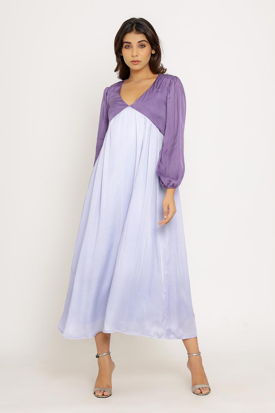 Purple & Lilac Gathered Maxi Dress