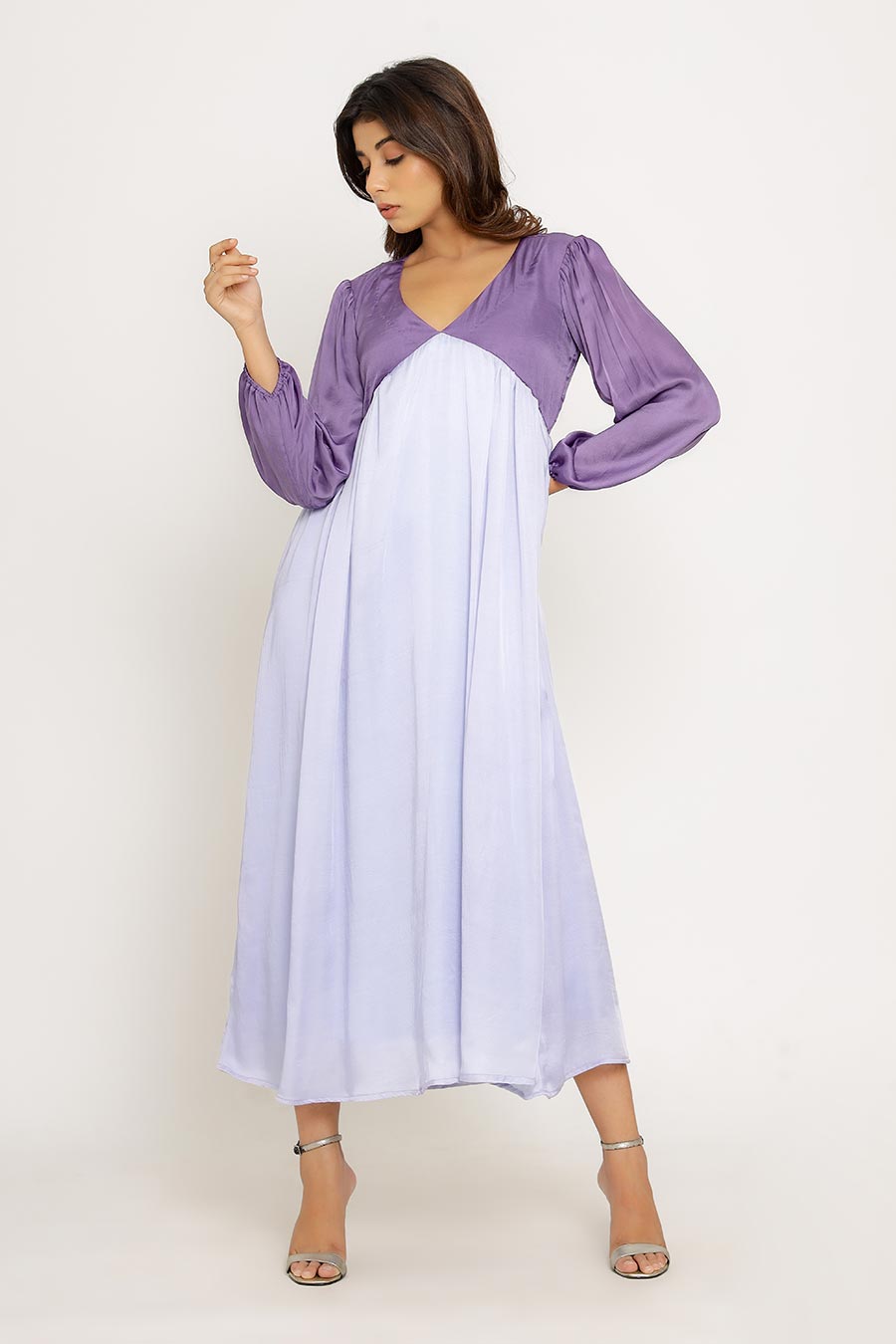 Purple & Lilac Gathered Maxi Dress