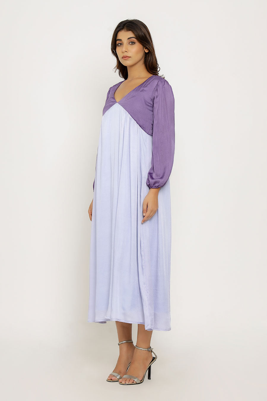 Purple & Lilac Gathered Maxi Dress
