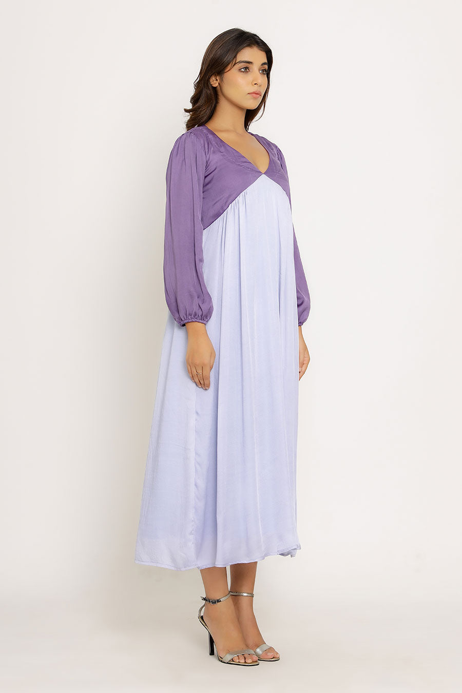 Purple & Lilac Gathered Maxi Dress
