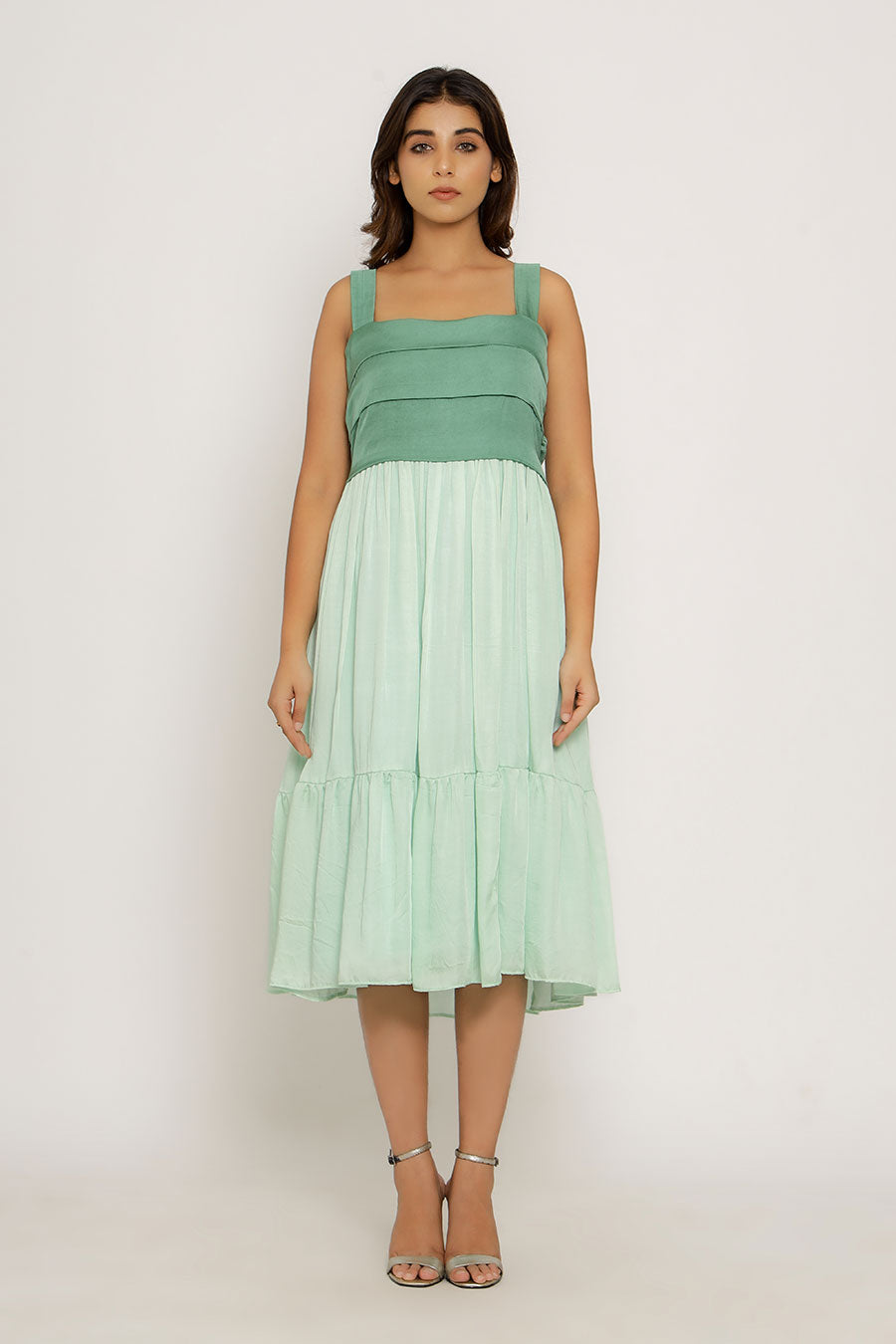 Teal & Tea Green Midi Dress