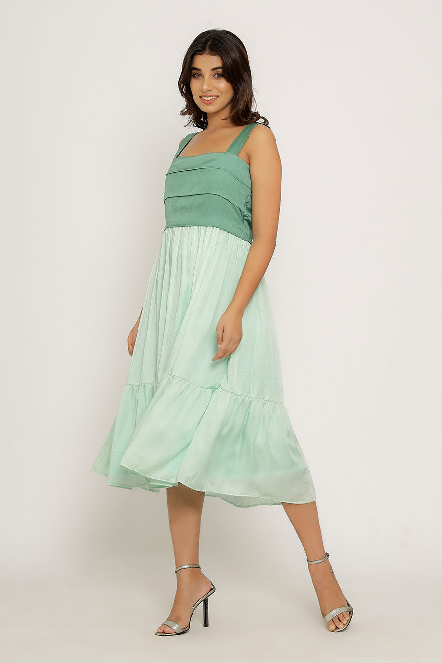 Teal & Tea Green Midi Dress