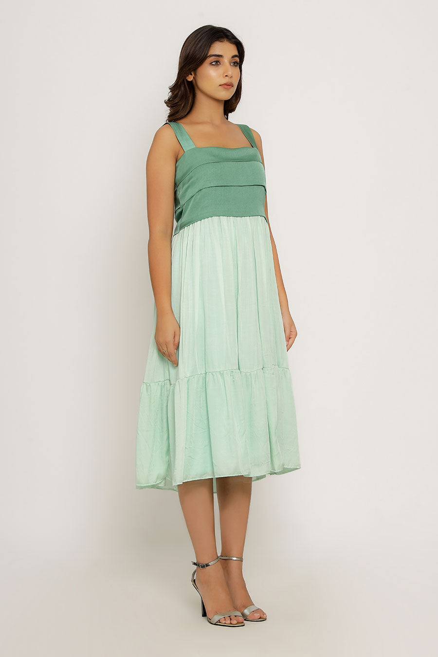 Teal & Tea Green Midi Dress