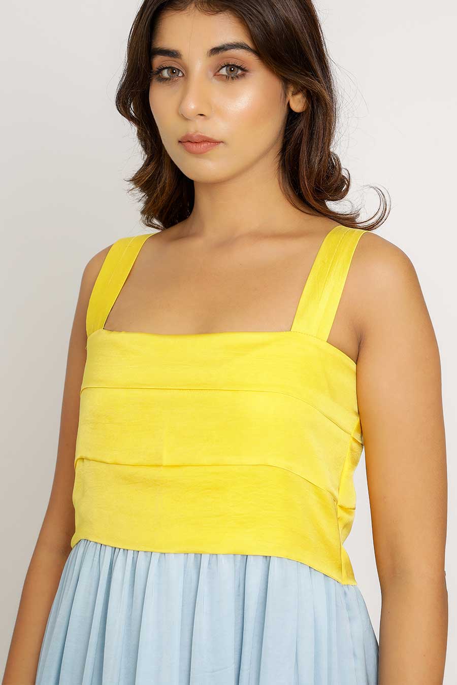 Yellow & Ice Blue Midi Dress