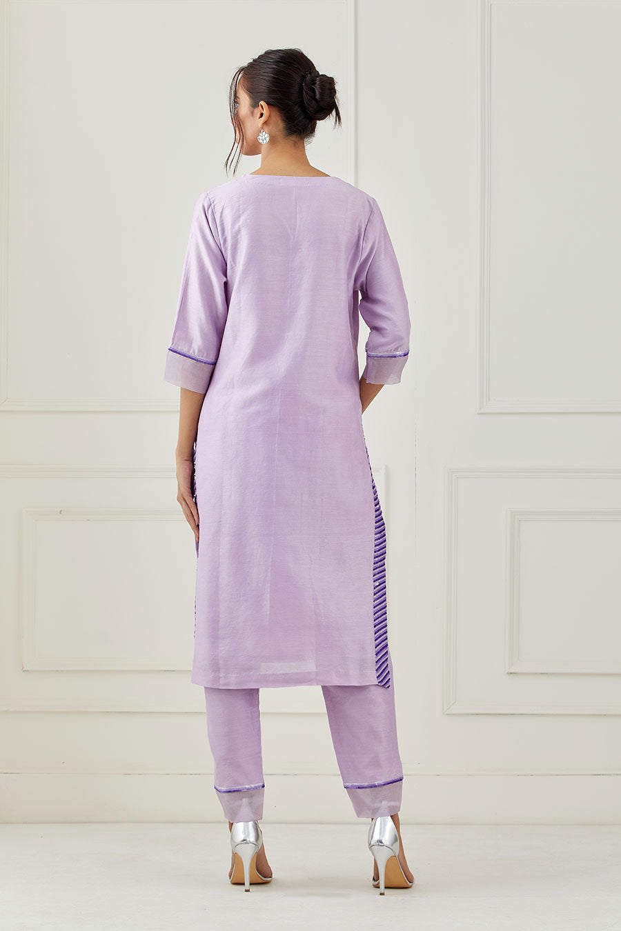 Lavender Embroidered Kurta Set