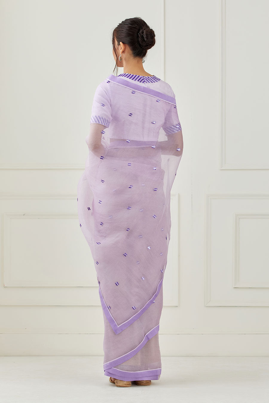 Lavender Embroidered Organza Saree & Blouse