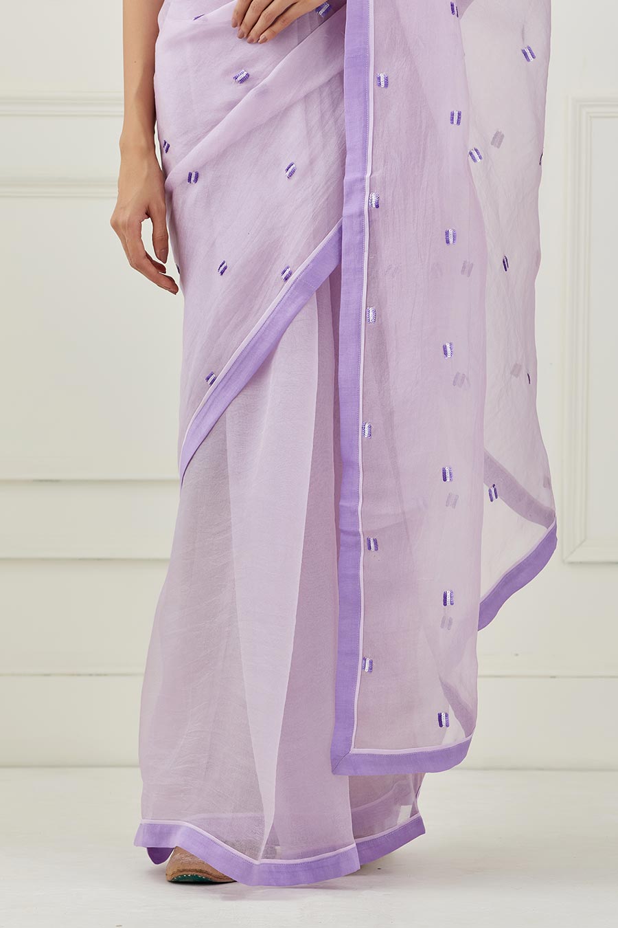 Lavender Embroidered Organza Saree & Blouse