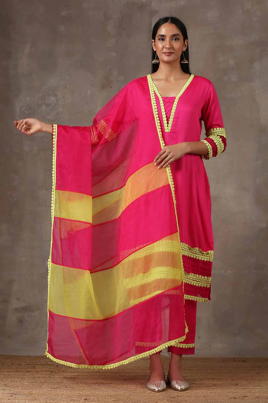 Fuschia Kurta Set (Set of 3)