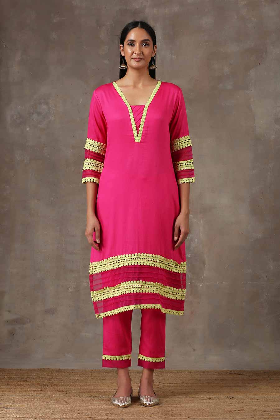 Fuschia Kurta Set (Set of 3)