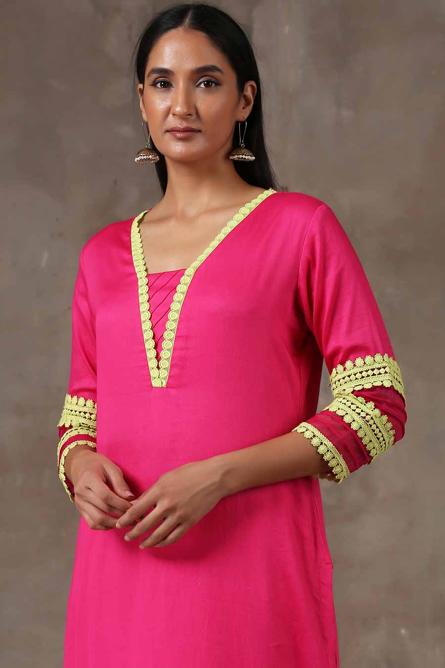 Fuschia Kurta Set (Set of 3)