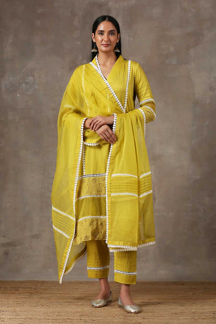 Mustard Gold Kurta Set (Set of 3)