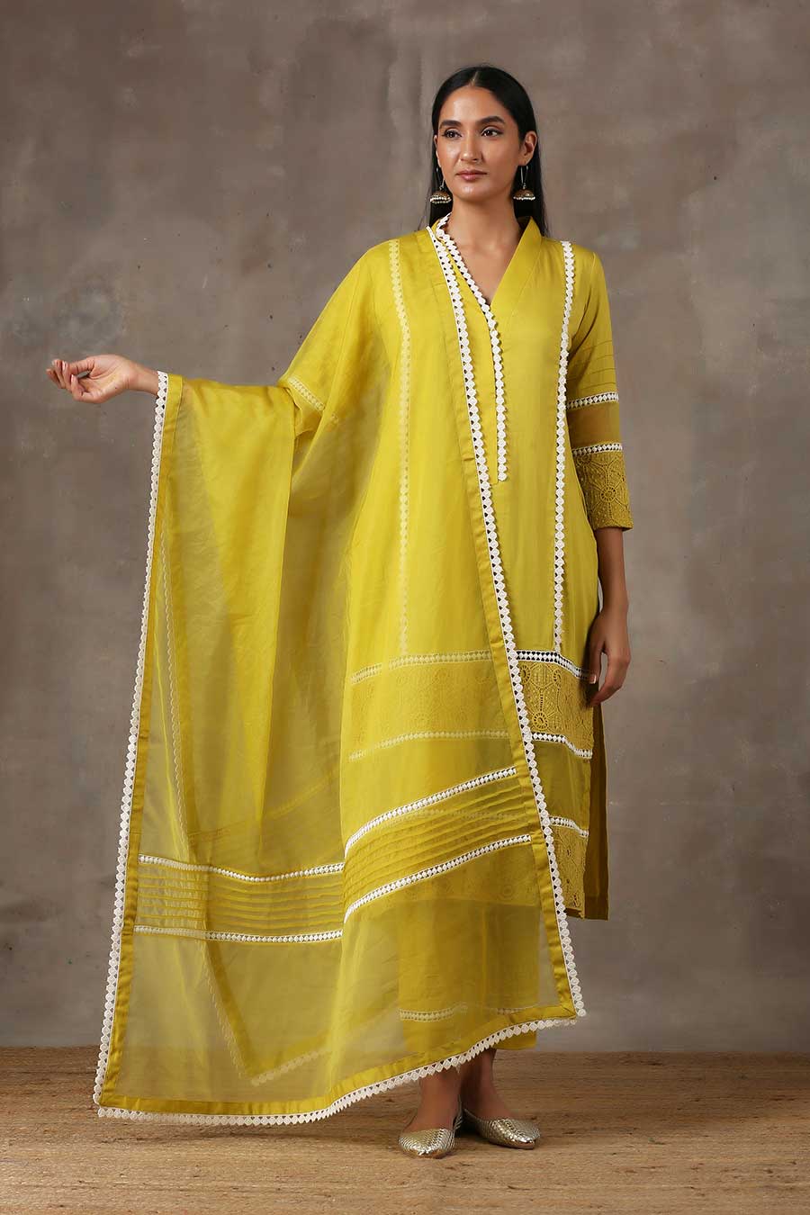 Mustard Gold Kurta Set (Set of 3)