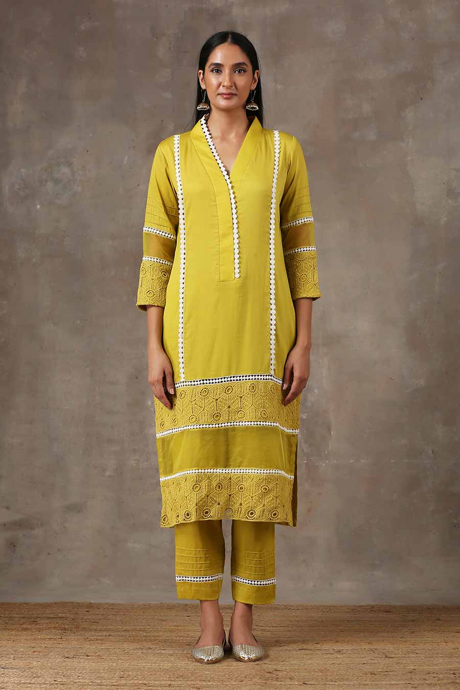 Mustard Gold Kurta Set (Set of 3)