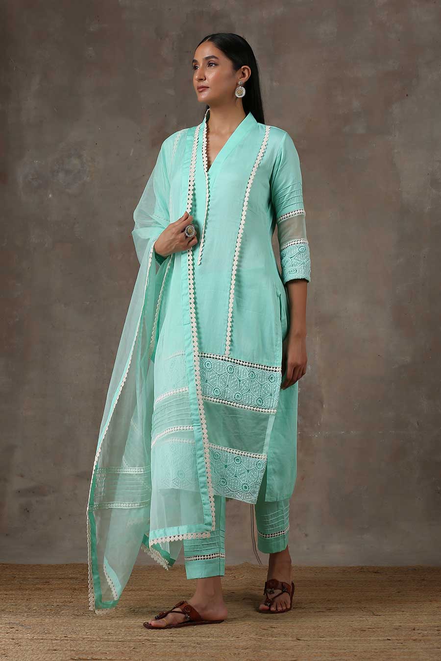 Turquoise Blue Kurta Set (Set of 3)