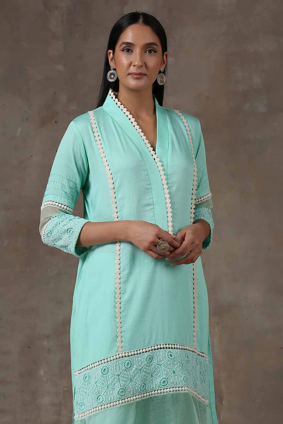 Turquoise Blue Kurta Set (Set of 3)