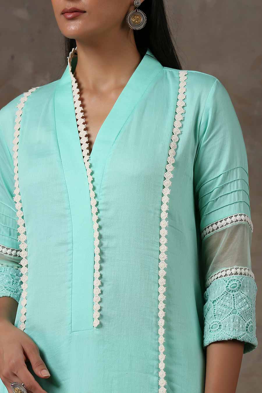 Turquoise Blue Kurta Set (Set of 3)