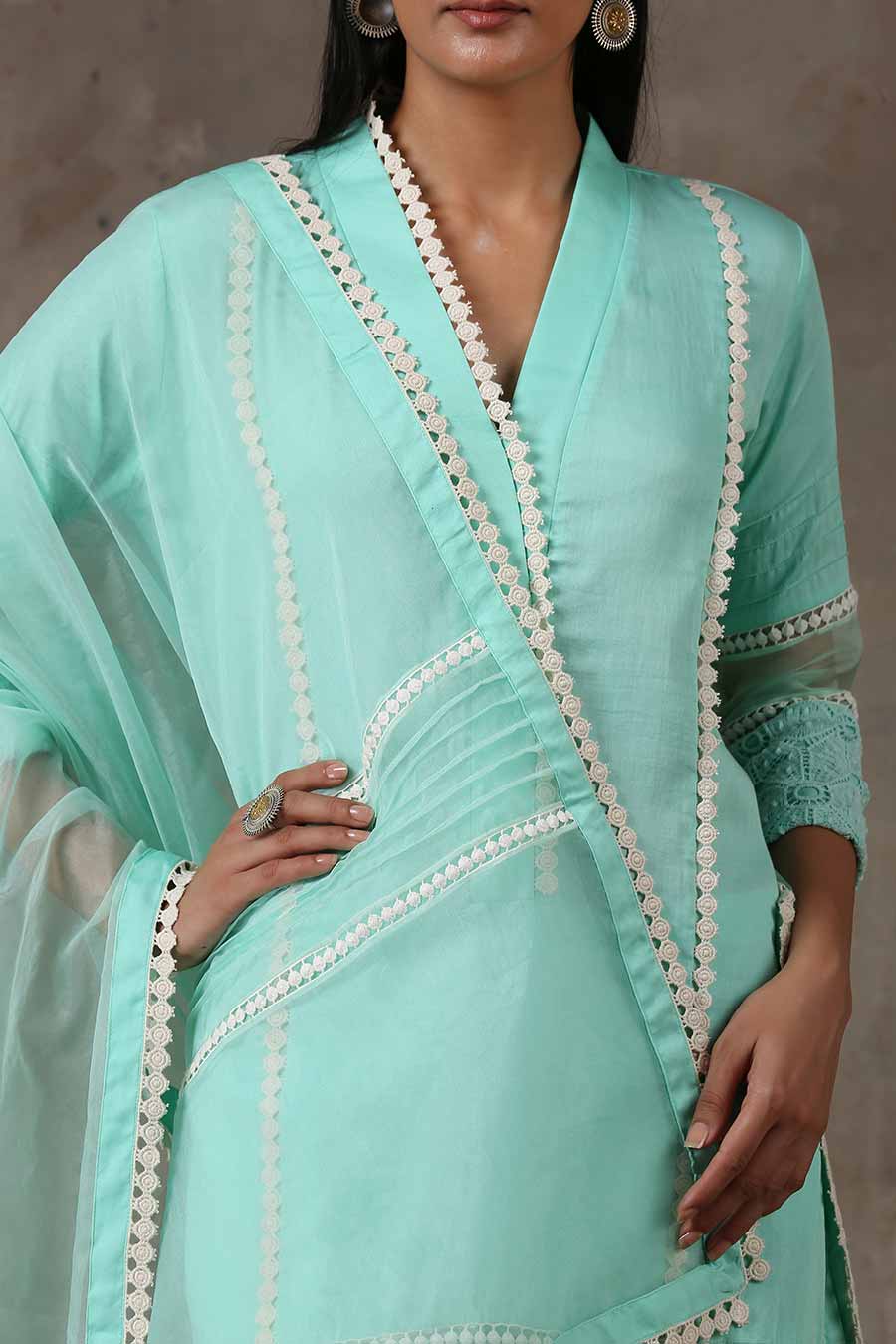 Turquoise Blue Kurta Set (Set of 3)