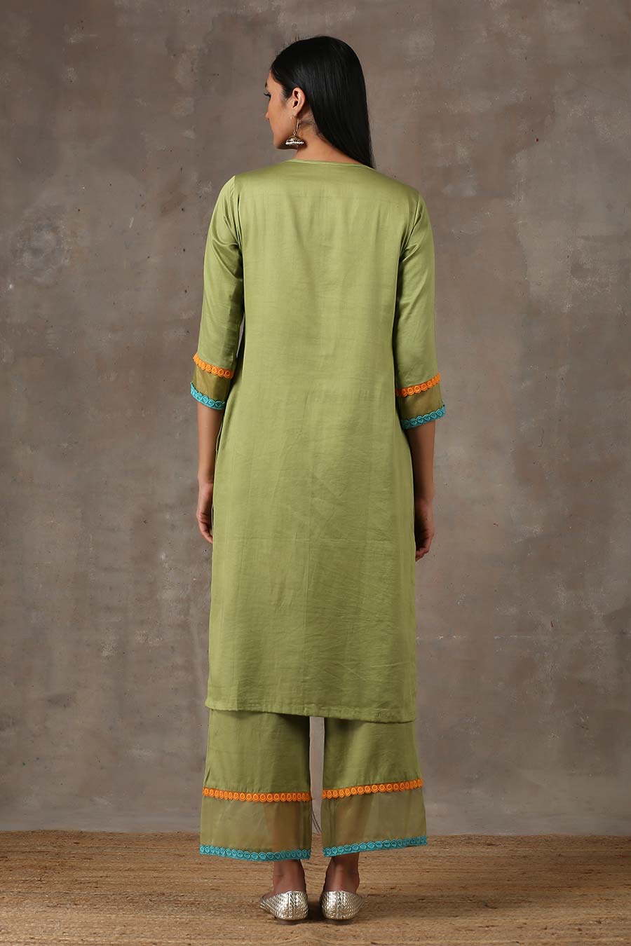 Olive Green Kurta Set (Set of 3)