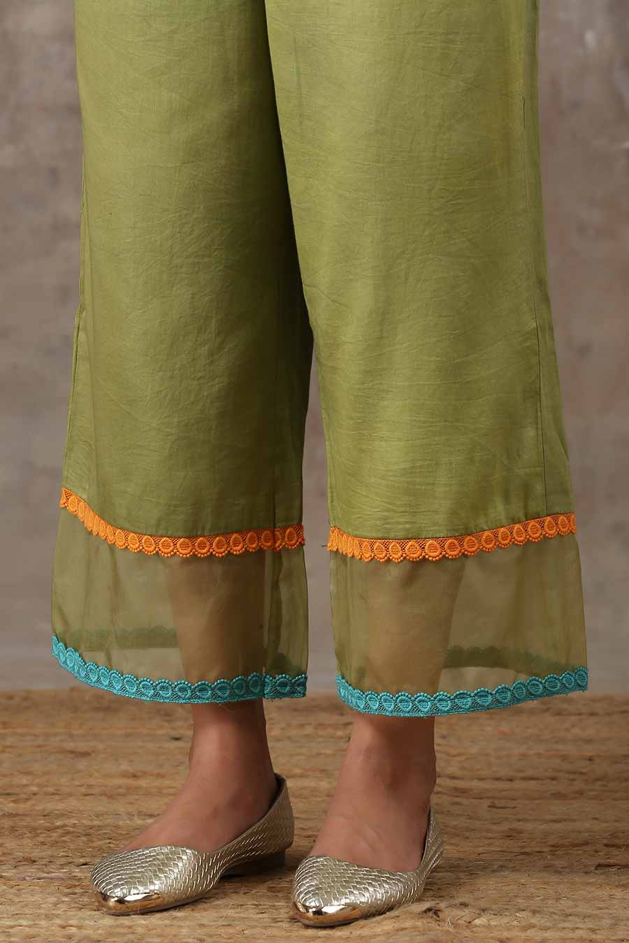 Olive Green Kurta Set (Set of 3)