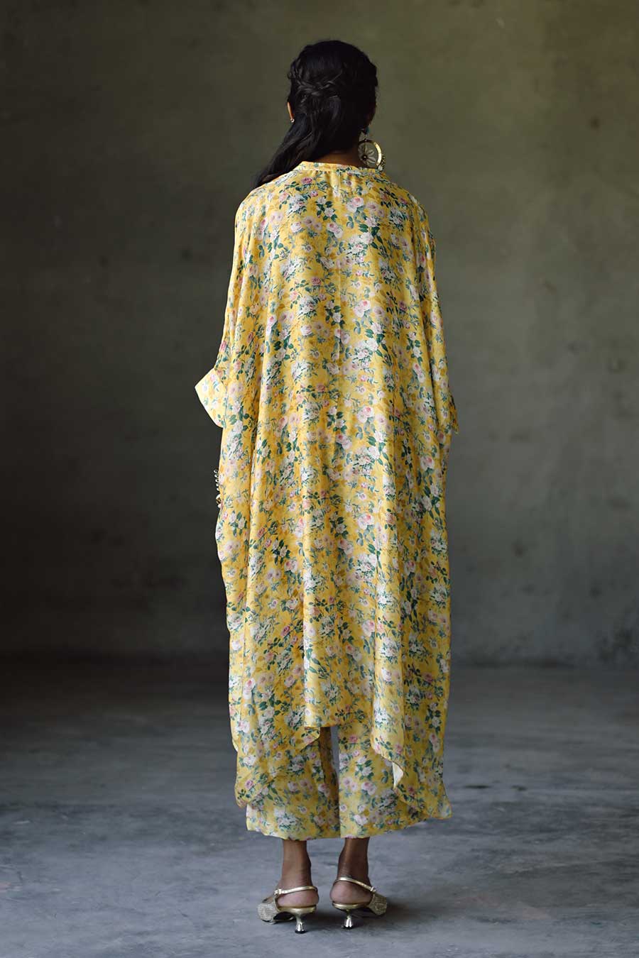 Yellow Floral Laguna Embroidered Kaftan