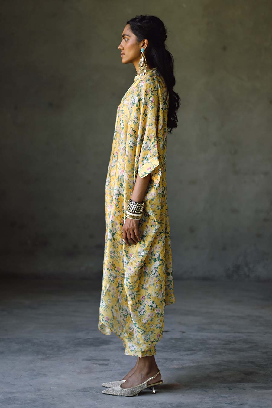 Yellow Floral Laguna Long Kaftan
