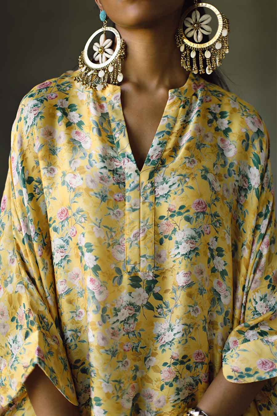 Yellow Floral Laguna Long Kaftan