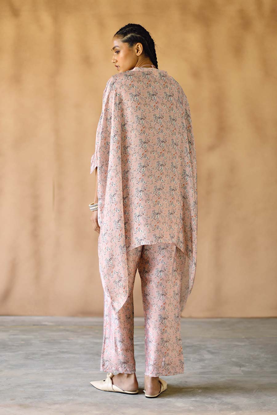 Peach Floral Melon Short Kaftan