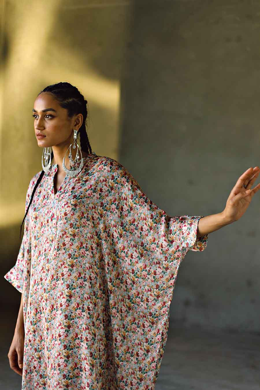 Pink Floral Milano Long Kaftan