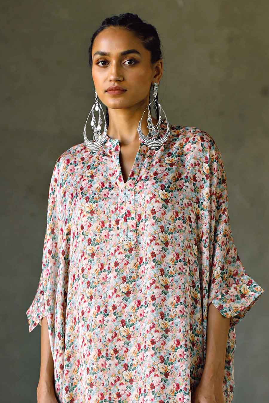 Pink Floral Milano Long Kaftan