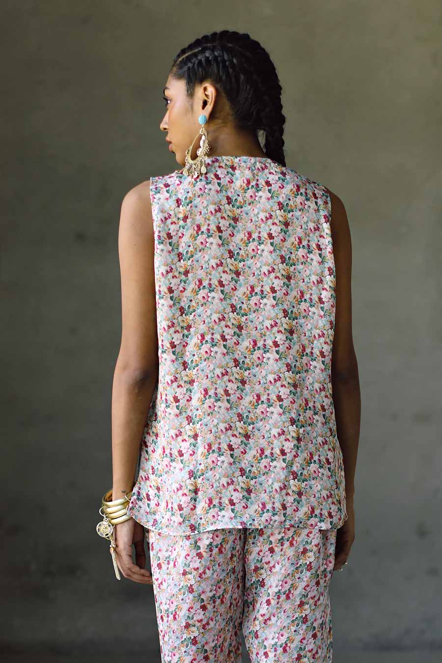 Pink Floral Milano SL Bias Top