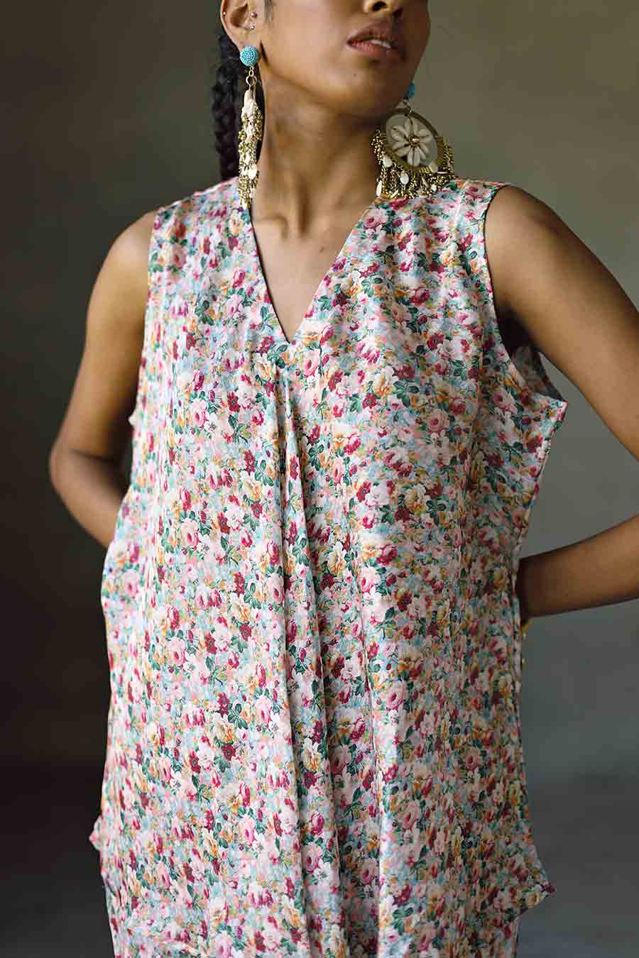 Pink Floral Milano SL Bias Top