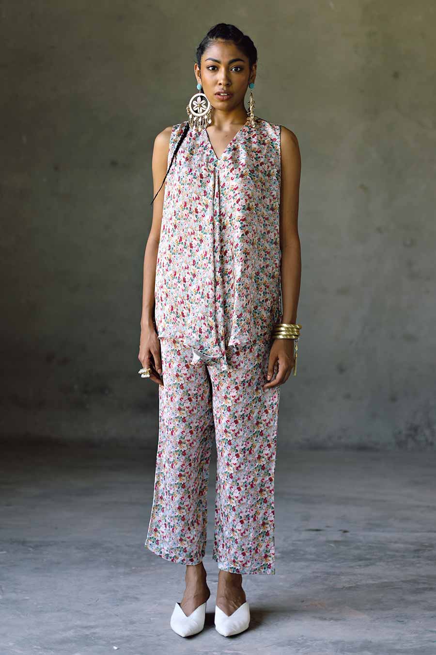 Pink Floral Milano SL Bias Top