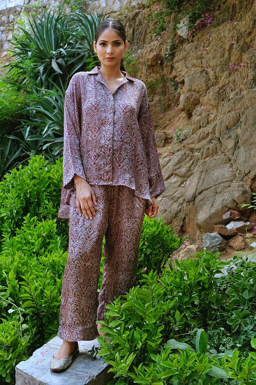Ikat Print Loose Fit Shirt