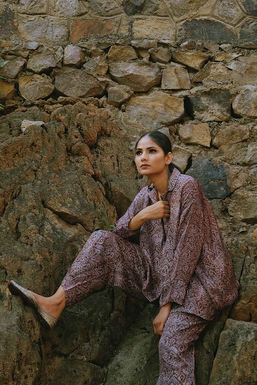 Ikat Print Loose Fit Shirt
